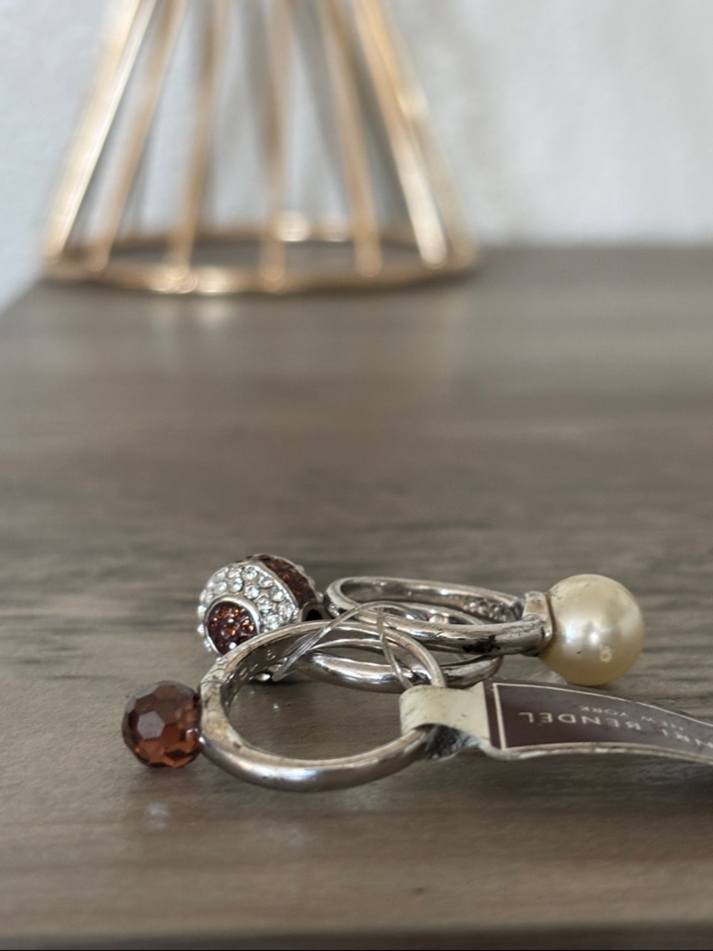 Henri Bendel pearl stack ring set size 6 NWT - Picture 5 of 7
